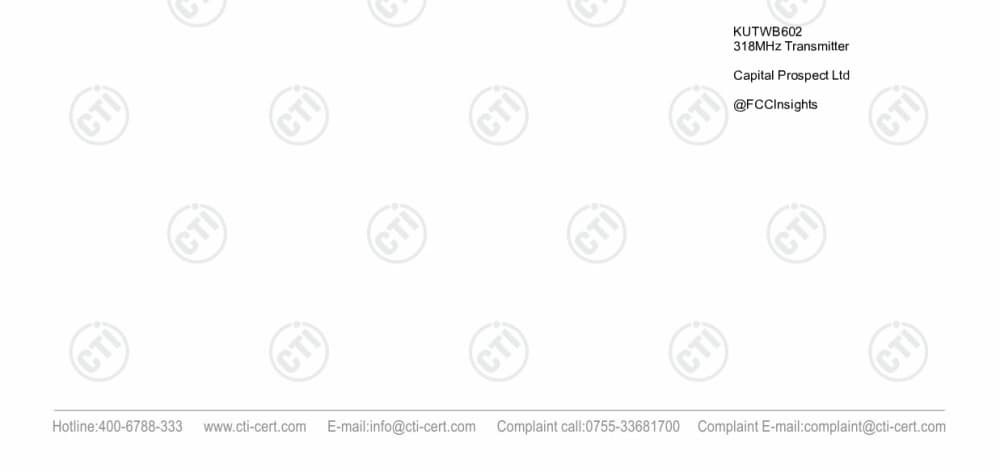 318MHz Transmitter by Capital Prospect Ltd External Photos 3